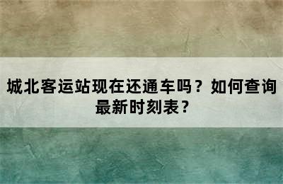 城北客运站现在还通车吗？如何查询最新时刻表？
