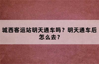 城西客运站明天通车吗？明天通车后怎么去？