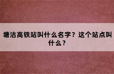 塘沽高铁站叫什么名字？这个站点叫什么？