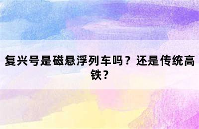 复兴号是磁悬浮列车吗？还是传统高铁？