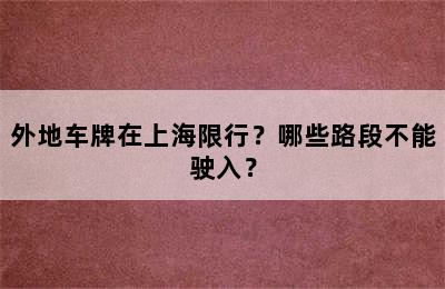 外地车牌在上海限行？哪些路段不能驶入？