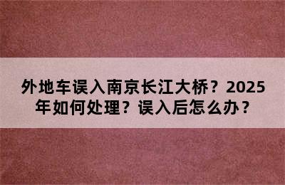 外地车误入南京长江大桥？2025年如何处理？误入后怎么办？