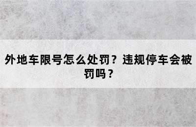 外地车限号怎么处罚？违规停车会被罚吗？