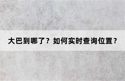 大巴到哪了？如何实时查询位置？