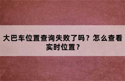 大巴车位置查询失败了吗？怎么查看实时位置？