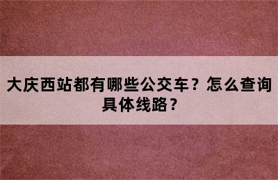 大庆西站都有哪些公交车？怎么查询具体线路？