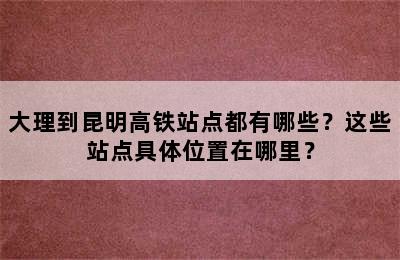 大理到昆明高铁站点都有哪些？这些站点具体位置在哪里？