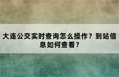 大连公交实时查询怎么操作？到站信息如何查看？