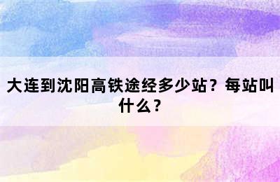 大连到沈阳高铁途经多少站？每站叫什么？