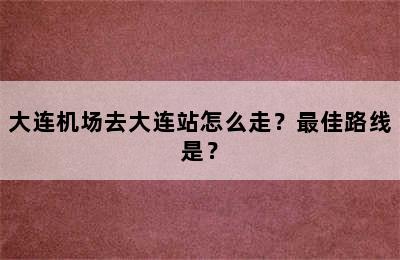 大连机场去大连站怎么走？最佳路线是？