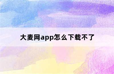 大麦网app怎么下载不了