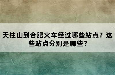 天柱山到合肥火车经过哪些站点？这些站点分别是哪些？