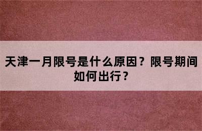 天津一月限号是什么原因？限号期间如何出行？