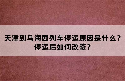 天津到乌海西列车停运原因是什么？停运后如何改签？