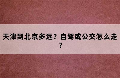 天津到北京多远？自驾或公交怎么走？