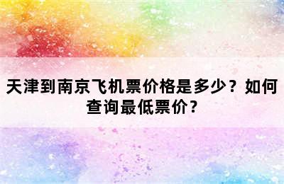 天津到南京飞机票价格是多少？如何查询最低票价？