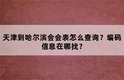 天津到哈尔滨会会表怎么查询？编码信息在哪找？
