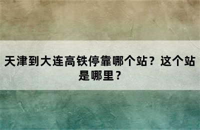 天津到大连高铁停靠哪个站？这个站是哪里？