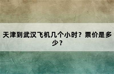 天津到武汉飞机几个小时？票价是多少？