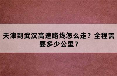天津到武汉高速路线怎么走？全程需要多少公里？