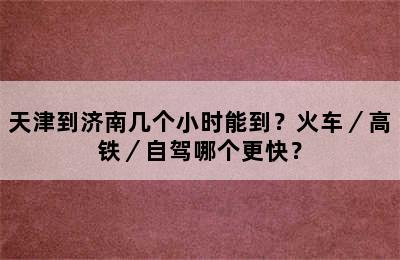 天津到济南几个小时能到？火车／高铁／自驾哪个更快？