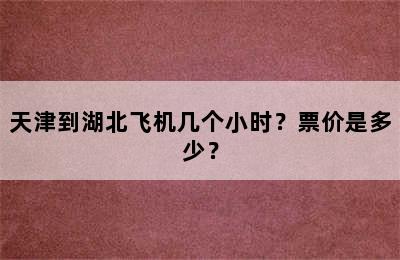 天津到湖北飞机几个小时？票价是多少？