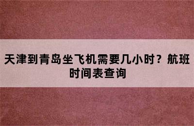 天津到青岛坐飞机需要几小时？航班时间表查询