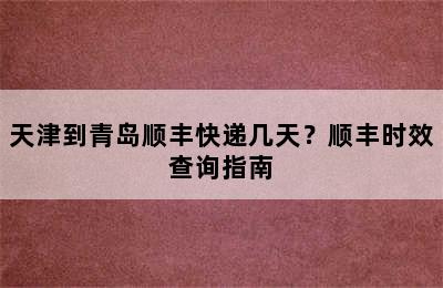 天津到青岛顺丰快递几天？顺丰时效查询指南