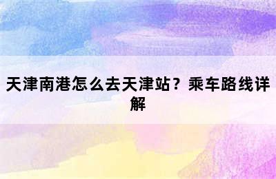 天津南港怎么去天津站？乘车路线详解