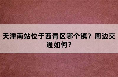 天津南站位于西青区哪个镇？周边交通如何？