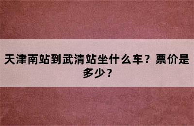 天津南站到武清站坐什么车？票价是多少？