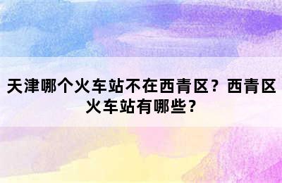 天津哪个火车站不在西青区？西青区火车站有哪些？