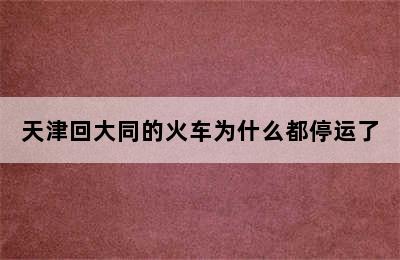 天津回大同的火车为什么都停运了