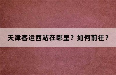 天津客运西站在哪里？如何前往？