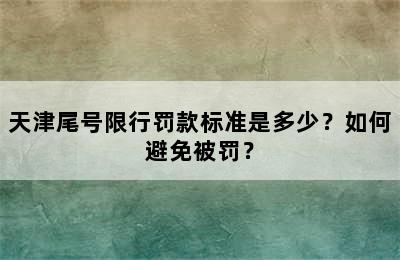 天津尾号限行罚款标准是多少？如何避免被罚？