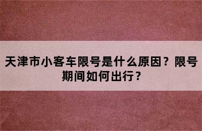 天津市小客车限号是什么原因？限号期间如何出行？