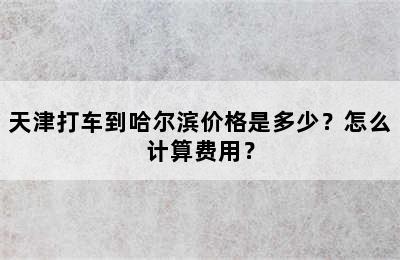 天津打车到哈尔滨价格是多少？怎么计算费用？