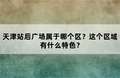 天津站后广场属于哪个区？这个区域有什么特色？