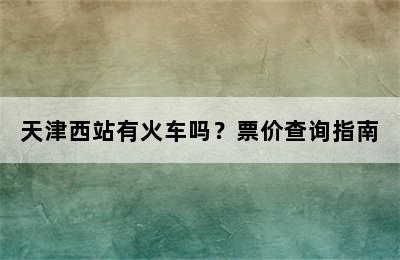 天津西站有火车吗？票价查询指南