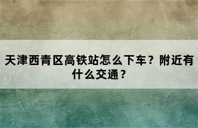 天津西青区高铁站怎么下车？附近有什么交通？