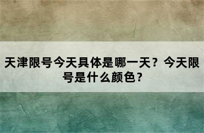 天津限号今天具体是哪一天？今天限号是什么颜色？