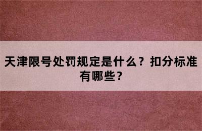 天津限号处罚规定是什么？扣分标准有哪些？