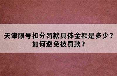 天津限号扣分罚款具体金额是多少？如何避免被罚款？