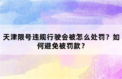 天津限号违规行驶会被怎么处罚？如何避免被罚款？