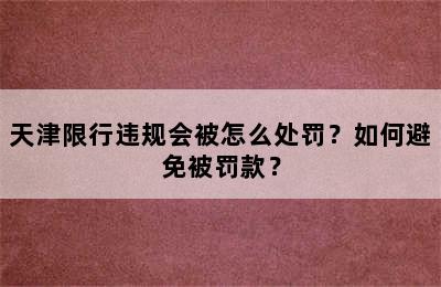 天津限行违规会被怎么处罚？如何避免被罚款？