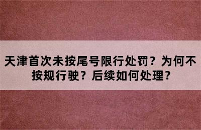 天津首次未按尾号限行处罚？为何不按规行驶？后续如何处理？