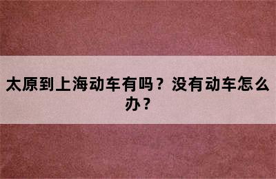 太原到上海动车有吗？没有动车怎么办？
