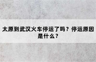 太原到武汉火车停运了吗？停运原因是什么？