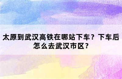 太原到武汉高铁在哪站下车？下车后怎么去武汉市区？
