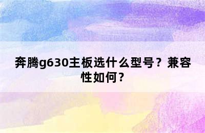 奔腾g630主板选什么型号？兼容性如何？